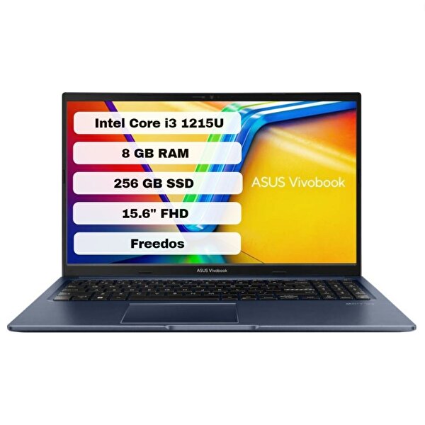 Asus Asus VivoBook 15 X1502ZA-EJ1645 Intel Core i3 1215U 15.6" 8 GB RAM 256 GB SSD FHD FreeDOS Laptop
