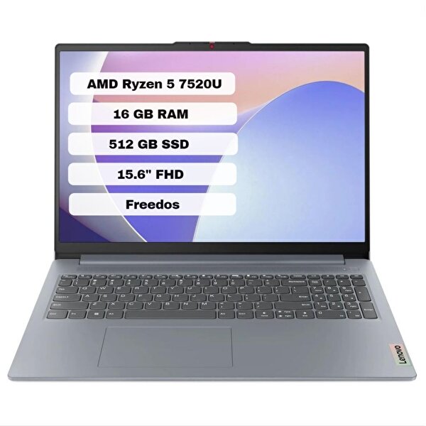 Lenovo Lenovo IdeaPad Slim 3 15AMN8 82XQ00DATX AMD Ryzen 5 7520U 15.6" 16 GB RAM 512 GB SSD FHD FreeDOS Laptop