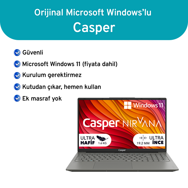 Casper Nirvana X650 i5-13420H 8GB DDR5 1TB SSD W11H 15.6