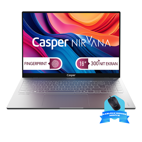 Casper Nirvana S100 300NIT İ7-13620H 32GB DDR5 RAM 1TB SSD W11P Kablolu Mouse S100.1362-DF00R-G-F-KM35S