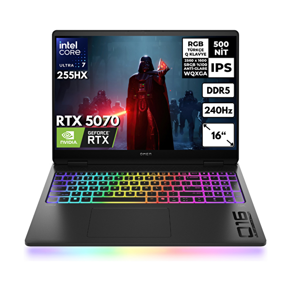 Omen Max 16-AH0021NT B92QXEAHMF95 Ultra 7-255HX 16" 40 GB RAM 4 TB SSD 8 GB RTX5070 WQXGA W10 Home Notebook