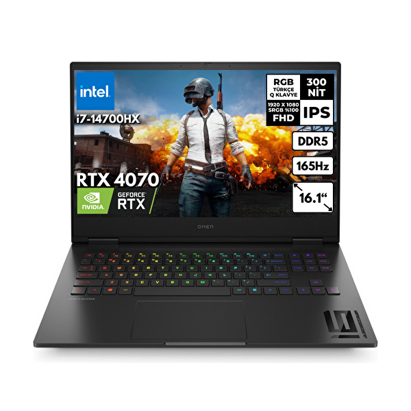 Omen 16-WF1020NT 9J1Y9EAHMF79 Intel Core i7-14700HX 16.1" 64 GB RAM 512 GB SSD 8 GB RTX4070 FHD W10Pro Notebook