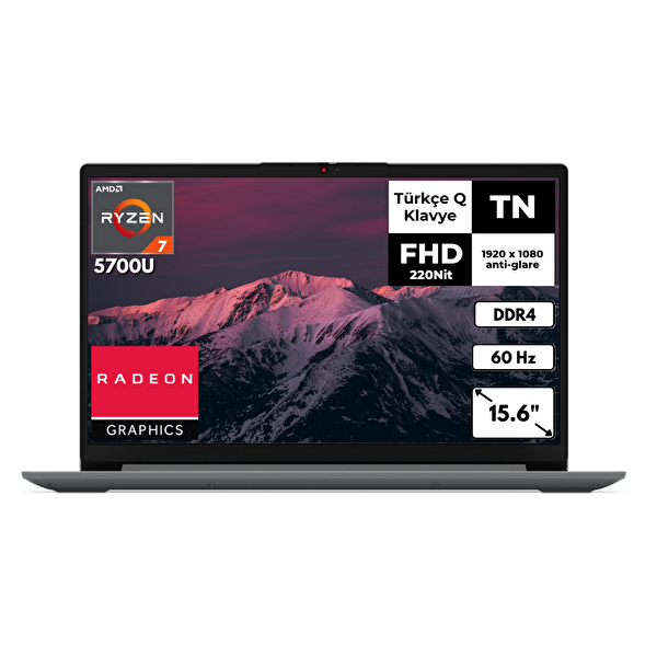 IdeaPad 1 15ALC7 82R400R4TRAT19 R7-5700U 15.6" 40GB 2 TB SSD Radeon Graphics FHD FreeDOS Notebook