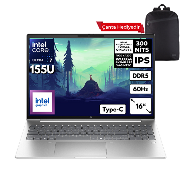ProBook 460 G11 Ultra 7-155U 40 GB DDR5 RAM 2 TB SSD Intel Graphics 16" W10 Home Notebook-Sırt Çantası A23BTEAHMF70