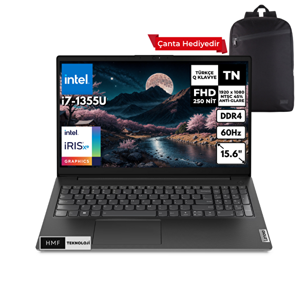 V15 G4 i7-1355U 8 GB 2 TB SSD Iris Xe Graphics 15.6" FHD W10 Pro Notebook-S.Çantası 83A100GPTRHMFC53