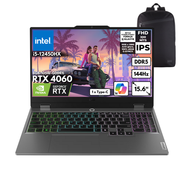 Lenovo LOQ i5-12450HX 24-GBDDR5 1 TBSSD RTX4060 (8GB-105W) 15.6