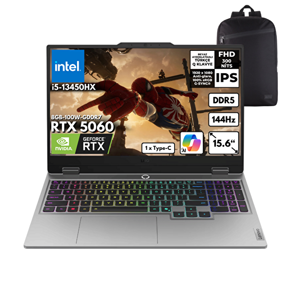 Lenovo LOQ i5-13450HX 40 GB DDR5 RAM 2 TB SSD 8 GB RTX5060 15.6