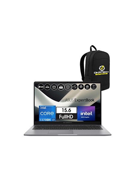 Asus Expertbook P1503 Intel Core i7 13700H 15.6” 24 GB RAM 2 TB SSD W11Pro FHD Notebook - Okatech Çanta