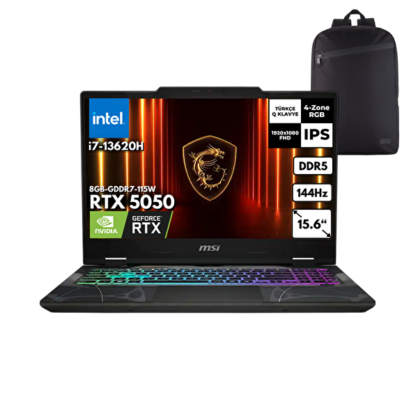 MSI Cyborg 15 i7-13620H 16-GBDDR5 1 TBSSD RTX5050 (8GB-GDDR7-115W) 15.6