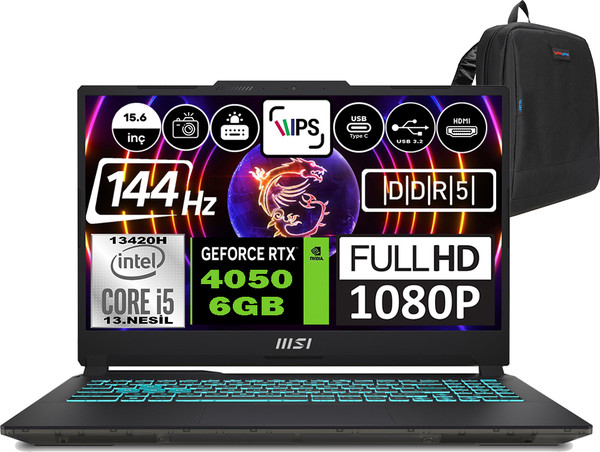 MSI Cyborg 15 Core i5 13420H 64 GB 1 TB SSD RTX4050 6gb FreeDOS 15.6