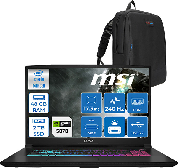 MSI Katana 17 Hx B14WGK-048XTR İ9-14900HX 48 GB RAM 2 TB SSD 8 GB RTX 5070 17.3