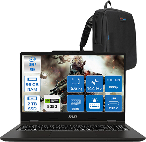 MSI Venture Pro 15 Core 7 240H 96 GB RAM 2 TB SSD 8 GB RTX 5050 45W 15.6