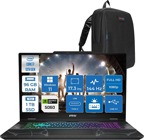 MSI Cyborg 17 i7 13620H 96 GB RAM 1 TB SSD RTX 5060 8 GB W11Home 17.3