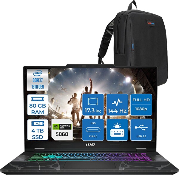 MSI Cyborg 17 i7 13620H 80 GB RAM 4 TB SSD RTX 5060 8 GB FreeDOS 17.3