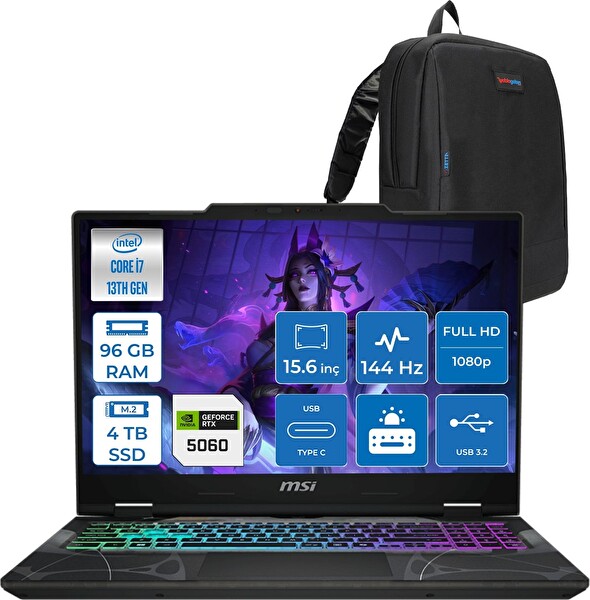 MSI Cyborg 15 i7 13620H 96 GB RAM 4 TB SSD RTX 5060 8 GB FreeDOS 15.6