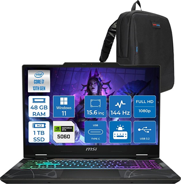 MSI Cyborg 15 Core i7 13620H 48 GB RAM 1 TB SSD RTX 5060 8 GB W11Pro 15.6