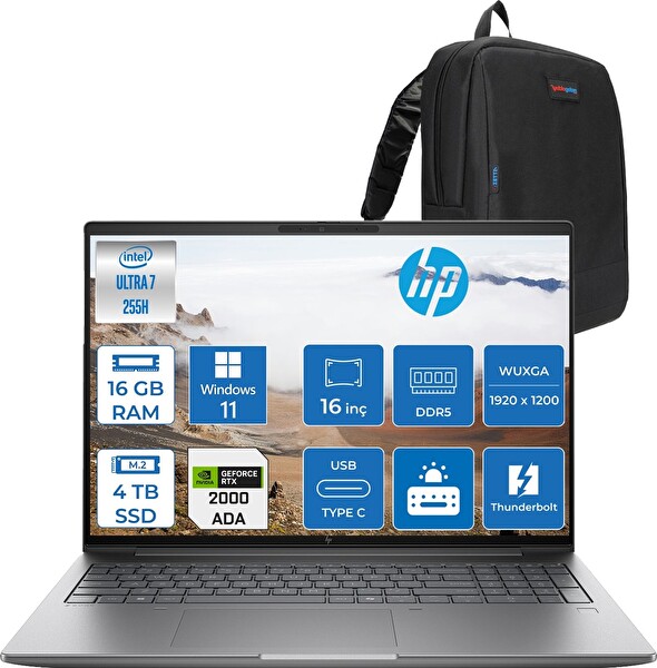 HP Zbook x G1I Core Ultra 7 265H 16 GB 4 TB SSD 8 GB RTX PRO2000 16