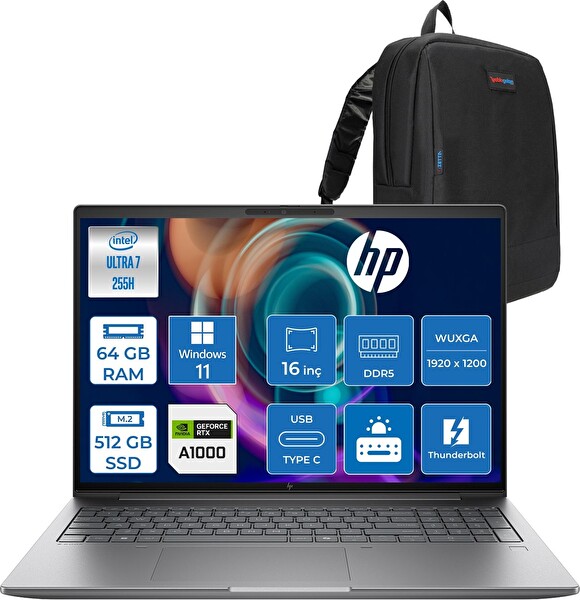 HP Zbook x G1I Ultra 7 255H 64 GB RAM 512 GB SSD 8 GB RTX PRO1000 16