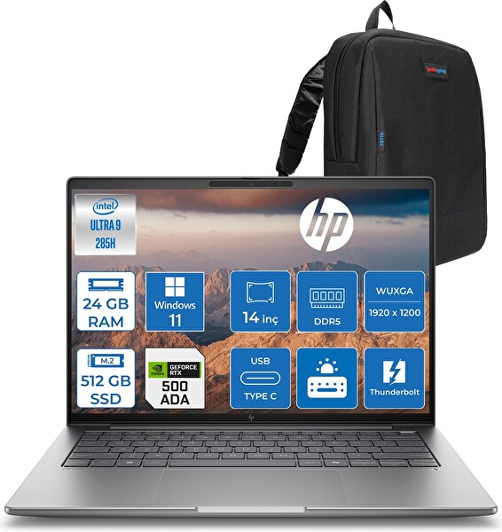 HP Zbook 8 G1I Ultra 9 285H 24 GB RAM 512 GB SSD 4 GB RTX A500 14