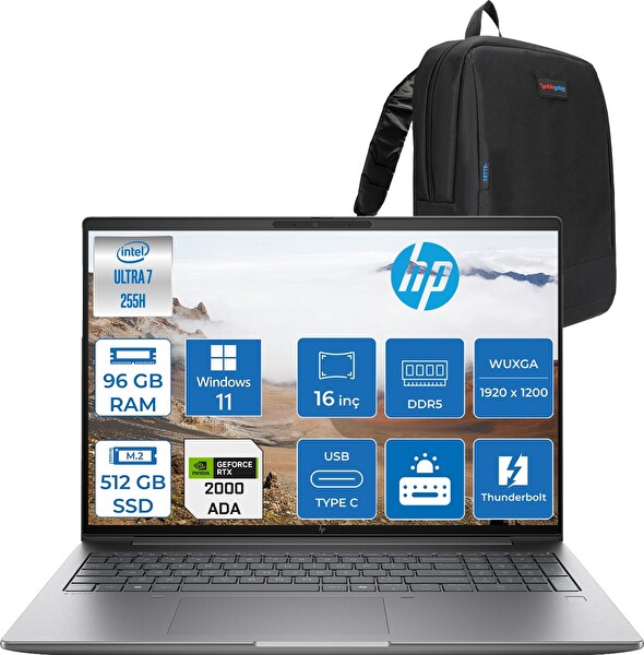 HP Zbook x G1I Core Ultra 7 265H 96 GB RAM 512 GB SSD 8 GB RTX PRO2000 16