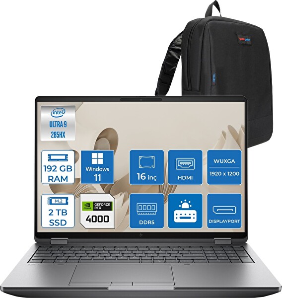 HP Zbook Fury G1I Ultra 9 285HX 192 GB RAM 2 TB SSD 16 GB RTX PRO4000 16