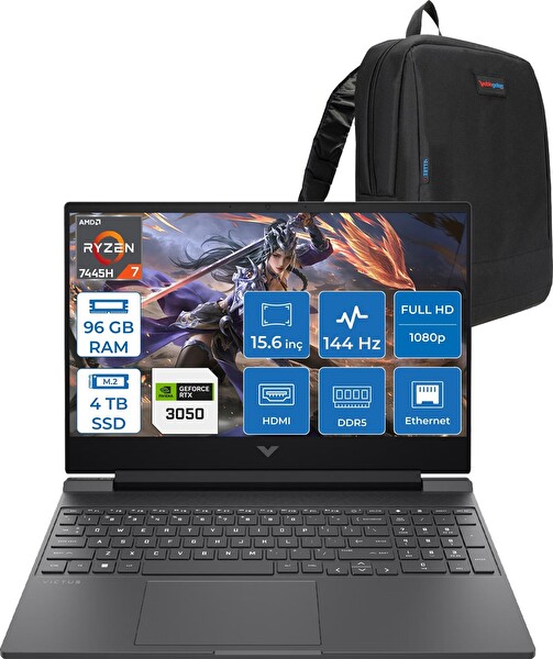 HP Victus Gaming Amd Ryzen 7-7445HS 96 GB RAM 4 TB SSD RTX 3050 4 GB 15.6