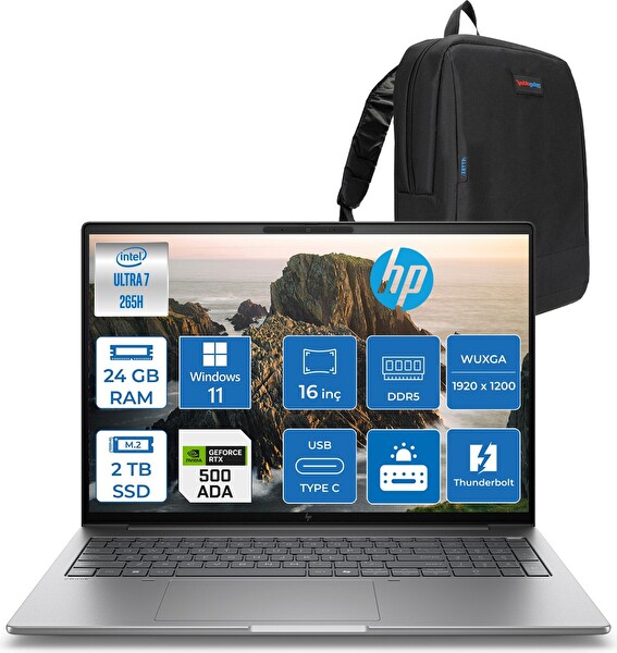 HP Zbook 8 G1I Ultra 7 265H 24 GB 2 TB SSD 4 GB RTX A500 16