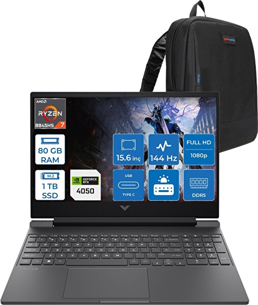 HP Victus 15-FB3706NT Amd Ryzen 7 8845HS 80 GB RAM 1 TB SSD 6 GB RTX 4050 75W 15.6
