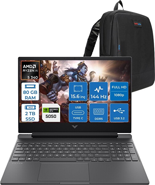 HP Victus 15-WFB3036NT Amd Ryzen 5 340 80 GB RAM 2 TB SSD FreeDOS 8 GB RTX 5050 15.6
