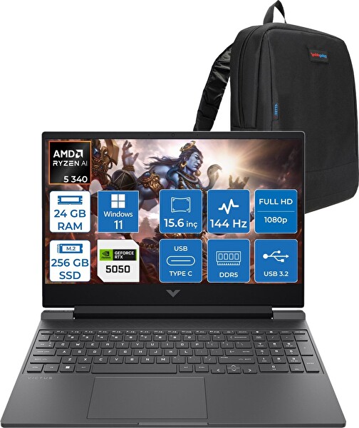 HP Victus 15-WFB3036NT Ryzen 5 340 24 GB RAM 256 GB SSD W11Pro 8 GB RTX 5050 15.6