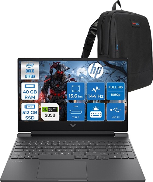 HP Victus 15-FA2704NT Core i5 13420H 40 GB RAM 512 GB SSD RTX 3050 6 GB FreeDOS 15.6