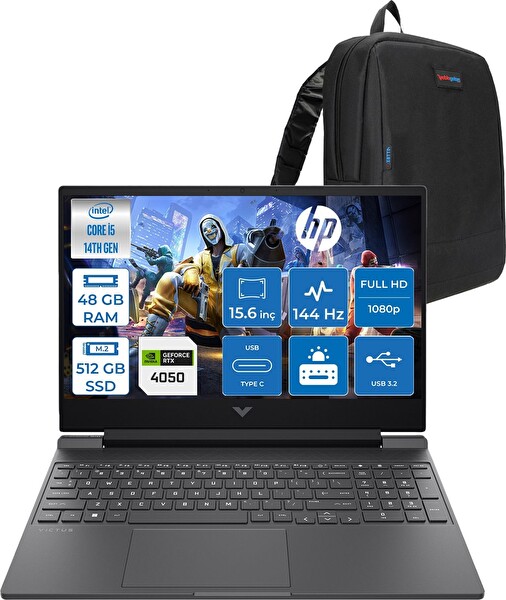 HP Victus 15-WFA2023NT Core i5 14450HX 48 GB RAM 512 GB SSD RTX 4050 6 GB 15.6