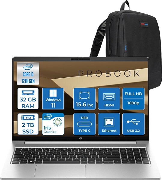 HP Probook 450 G10 Core i7 1355U 32 GB RAM 2 TB SSD Iris Xe Graphics W11Pro 15.6