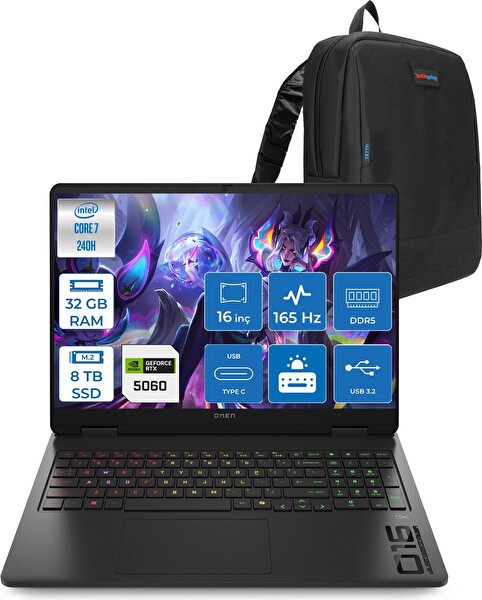 HP Omen W16-AM0017NT Core 7 240H 32 GB RAM 8 TB SSD FreeDOS RTX 5060 8 GB 16