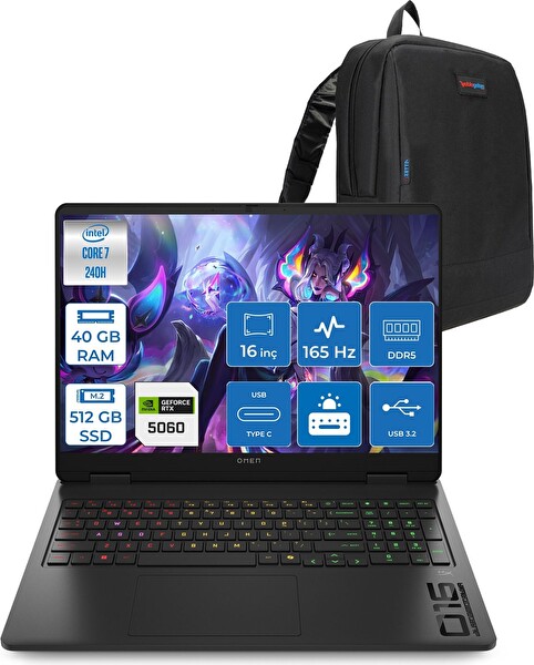 HP Omen W16-AM0017NT 7 240H 40 GB RAM 512 GB SSD FreeDOS RTX 5060 8 GB 16