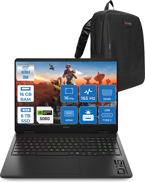 HP Omen Slim 16-AM0000NT Core Ultra 9 285H 16 GB RAM 6 TB SSD RTX 5060 8 GB 16