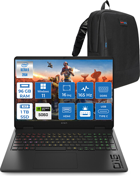 HP Omen Slim 16-AM0000NT Core Ultra 9 285H 96 GB RAM 1 TB SSD RTX 5060 8 GB 16