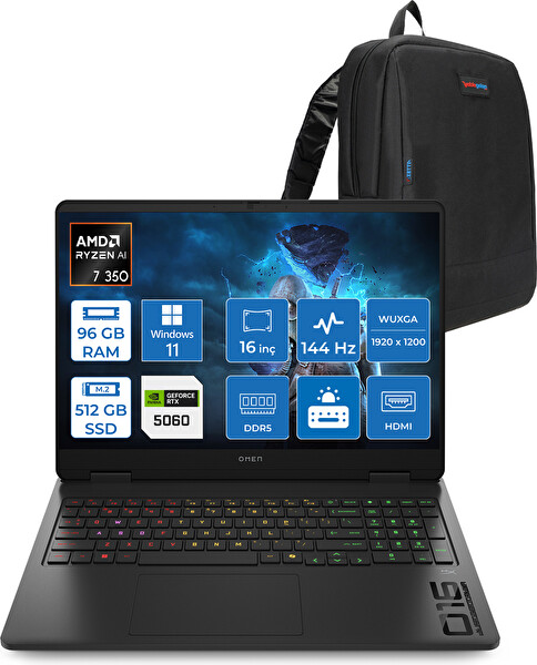 HP Omen Amd Ryzen 7 350 96 GB RAM 512 GB SSD 8 GB RTX 5060 16