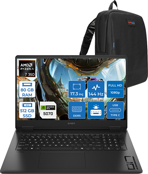 HP Omen Amd Ryzen AI 7 350 80 GB RAM 512 GB SSD 8 GB RTX 5070 GDDR7 17.3