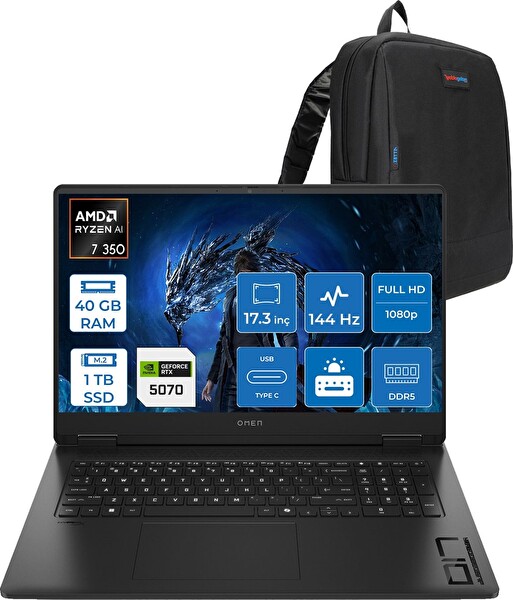 HP Omen 17-DB1005NT Amd Ryzen 7 350 40 GB 1 TB SSD RTX 5070 8 GB 17.3