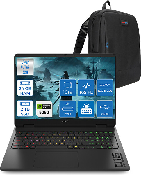 HP Omen 16-AM0018NT Core Ultra 7 255H 24 GB RAM 2 TB SSD RTX 5060 8 GB 16