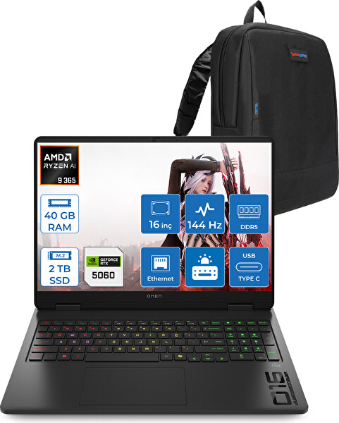 HP Omen 16-AP0020NT Amd Ryzen AI 9 365 40 GB RAM 2 TB SSD RTX 5060 8 GB GDDR7 16