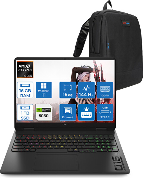 HP Omen 16-AP0020NT Amd Ryzen 9 365 16 GB RAM 1 TB SSD RTX 5060 8 GB 16