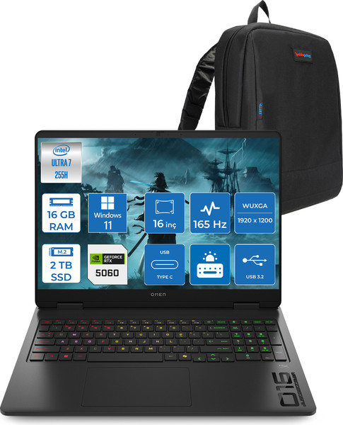 HP Omen 16-AM0018NT Ultra 7 255H 16 GB RAM 2 TB SSD RTX 5060 8 GB 16
