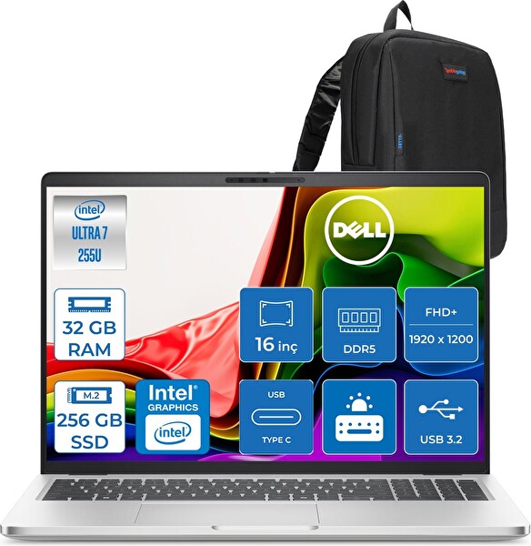 Dell Pro 16 Core Ultra 7 255U 5.2ghz 32 GB RAM DDR5 256 GB SSD FreeDOS 16