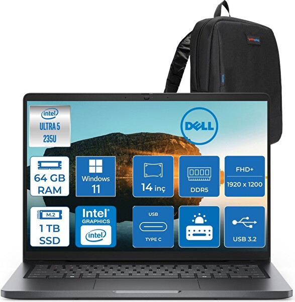 Dell Pro 14 Core Ultra 5 235U 4.9ghz 64 GB RAM 1 TB SSD W11Pro Boost 14