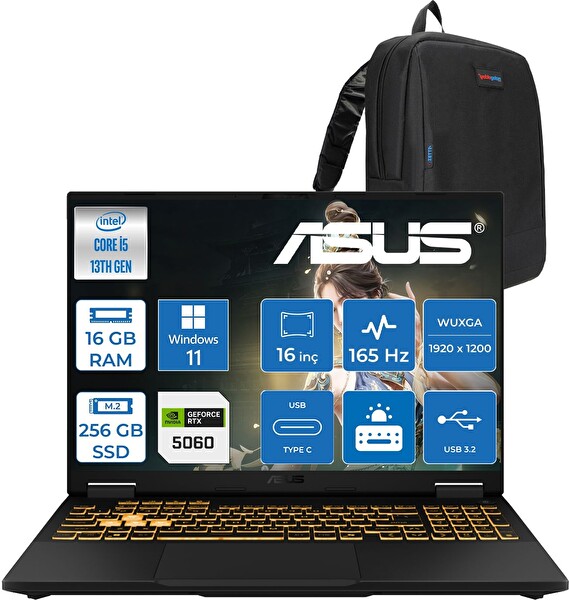 Asus Tuf Gaming F16 FX608JM i5 13450HX 16 GB RAM 256 GB SSD RTX 5060 8 GB 115 W 16