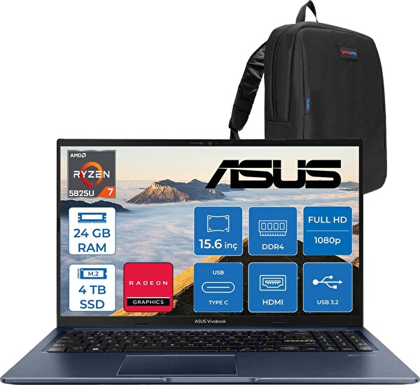 Asus Vivobook 15 Amd Ryzen 7 5825U 24 GB RAM 4 TB SSD Amd Radeon Graphics 15.6
