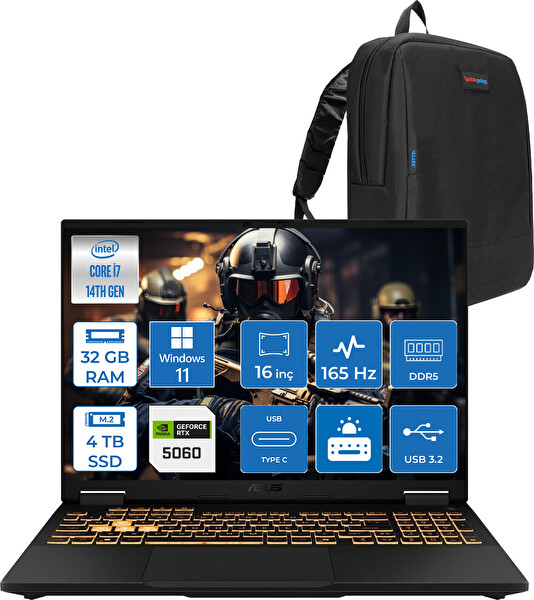 Asus Tuf Gaming F16 FX608JMR i7-14650HX 32 GB RAM 4 TB SSD 8 GB RTX 5060 16