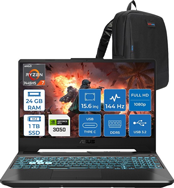 Asus Tuf Gaming A15 Amd Ryzen 7-7445HS 24 GB RAM 1 TB SSD RTX 3050 4 GB 15.6